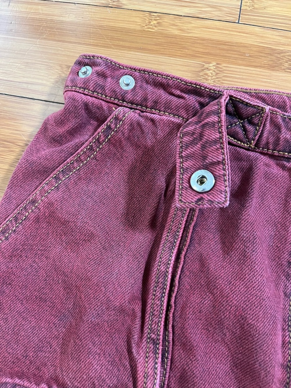 BDG Urban Outfitters Stone Wash Utility Chic Denim Berry Front-Zip Mini Skirt - Picture 7 of 10